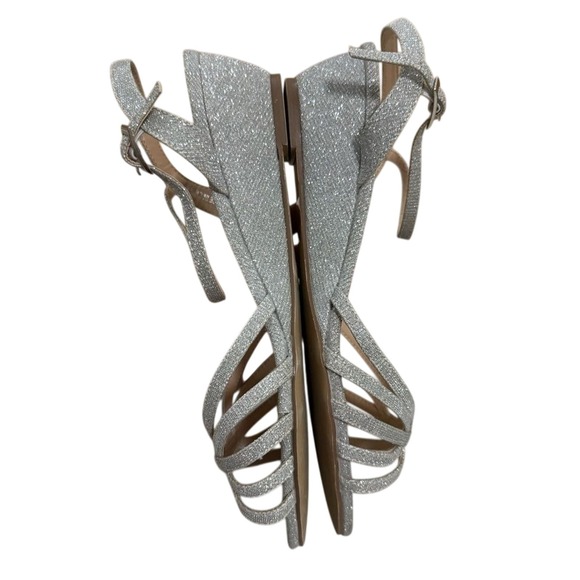 Paradox London Pink Silver Glitter Wedge Sandals Women's 9.5 Party Prom - Picture 5 of 8